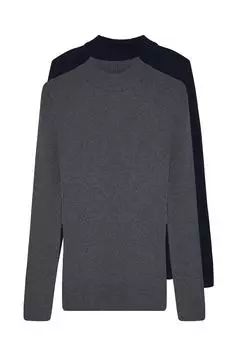 Свитер Trendyol облегающий комплект из 2 штук, серый/черный