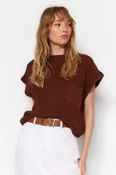 Свитер Trendyol с карманами, коричневый