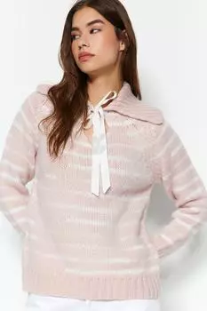 Свитер Trendyol с мягкой фактурной лентой, розовый