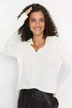 Свитер Trendyol с воротником-поло, бежевый