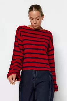 Свитер Trendyol вязаный, красный/черный