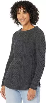 Свитер-туника из фирменного хлопка Fisherman L.L.Bean, цвет Charcoal Heather