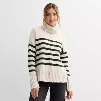 Свитер-туника с высоким воротником Petite Sonoma Goods For Life, цвет Juniper Heather Stripe