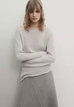 Свитер Twisted-Effect Massimo Dutti, цвет mottled light grey