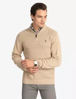 Свитер U.S. Polo Assn. 1/4 Zip Textured, бежевый