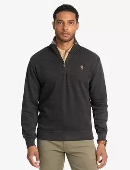 Свитер U.S. Polo Assn. 1/4 Zip Mock Neck Flatback, черный