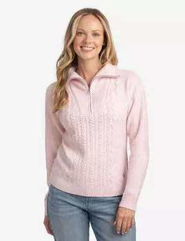 Свитер U.S. Polo Assn. Quarter Zip Cable, светло-розовый