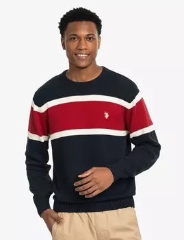 Свитер U.S. Polo Assn. Soft Engineered Stripe Crew Neck, темно-синий