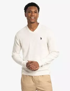 Свитер U.S. Polo Assn. Soft Engineered Stripe Crew Neck, кремовый