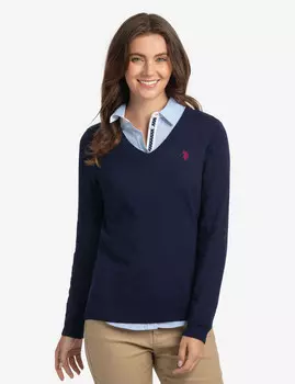 Свитер U.S. Polo Assn. Soft Touch V-Neck, темно-синий