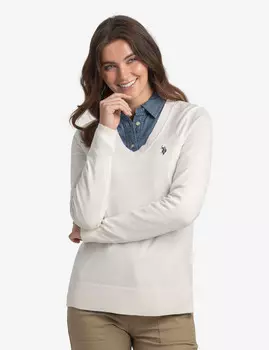 Свитер U.S. Polo Assn. Soft Touch V-Neck, белый