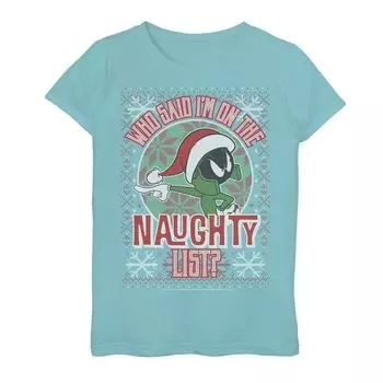 Свитер Ugly Sweater Tee с рисунком Marvin Naughty List для девочек 7–16 лет Looney Tunes Marvin Licensed Character