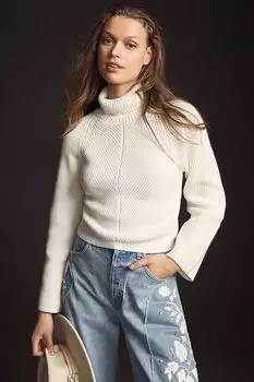 Свитер укороченный Maeve с воротником, белый