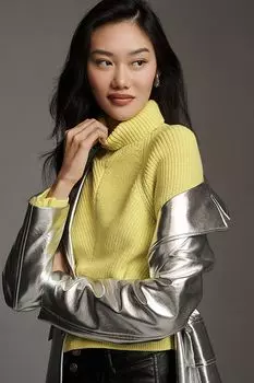 Свитер укороченный Maeve с воротником, светло-зеленый