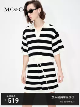 Свитер укороченный Moco с короткими рукавами, черный / белый