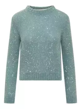 Свитер, украшенный пайетками Jucca, синий