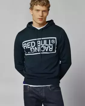 Свитер унисекс Red Bull Racing с регулируемым капюшоном и логотипом интарсии Pepe Jeans, темно-синий