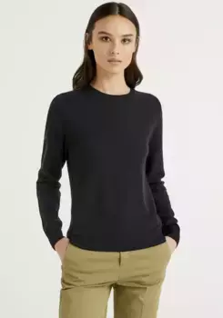 Свитер United Colors of Benetton с круглым вырезом классической формы, черный