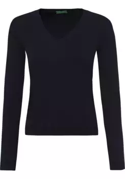 Свитер United Colors of Benetton с V-образным вырезом: неподвластный времени образ и универсальное применение, цвет морской волны