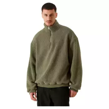 Свитер Urban Classics Oversized Teddy half zip, зеленый