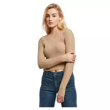 Свитер Urban Classics Short Rib Knit Twisted Back, бежевый