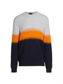 Свитер узкого кроя с круглым вырезом с цветными блоками Saks Fifth Avenue, темно-синий