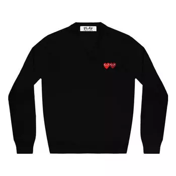 Свитер v-neck pullover double emblem 'black' Comme Des Garcons Play, черный