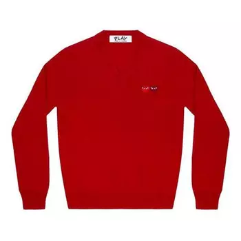 Свитер v-neck pullover double emblem 'red' Comme Des Garcons Play, красный