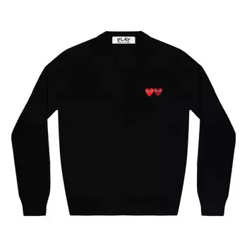 Свитер v-neck pullover two emblems 'black' Comme Des Garcons Play, черный