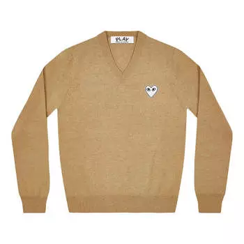 Свитер v-neck pullover white emblem 'camel' Comme Des Garcons Play, бежевый
