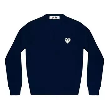 Свитер v-neck pullover white emblem 'navy' Comme Des Garcons Play, синий
