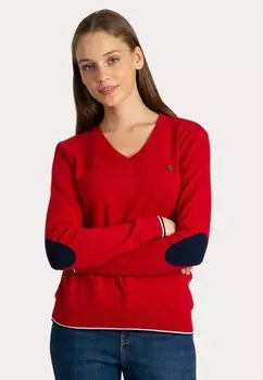 Свитер V-Образный Вырез С Нашивкой На Руках Jacey Quinn, цвет bordeaux