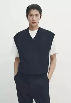 Свитер V-образный вырез Massimo Dutti, цвет dark blue