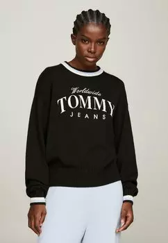 Свитер Varsity Textured Weave Boxy Tommy Jeans, черный