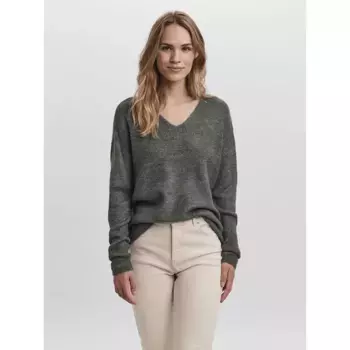 Свитер Vero Moda Crew Lefile v neck, зеленый