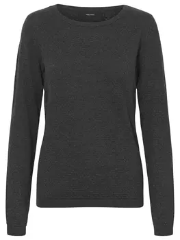 Свитер Vero Moda Feinstrick Struktur Rundhals Longsleeve VMCARE, темно-серый