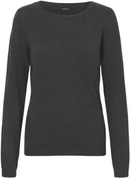 Свитер Vero Moda с круглым вырезом "VMCARE STRUCTURE LS O-NECK BLOUSE", из натурального хлопка, серый