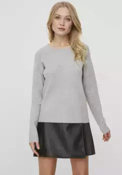 Свитер Vero Moda с круглым вырезом "VMDOFFY", в крапинку, серый