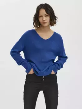 Свитер Vero Moda с V-образным вырезом "VMCREWLEFILE LS V-NECK BLOUSE NOOS", цвет Surf The Web Detail:Melange