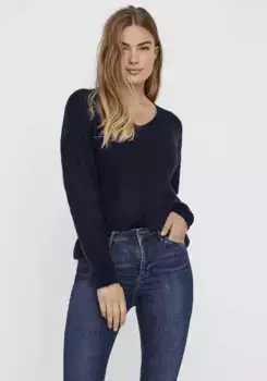 Свитер Vero Moda с V-образным вырезом "VMCREWLEFILE LS V-NECK BLOUSE NOOS", синий
