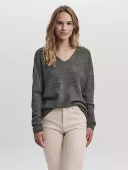 Свитер Vero Moda с V-образным вырезом "VMCREWLEFILE LS V-NECK BLOUSE NOOS", зеленый