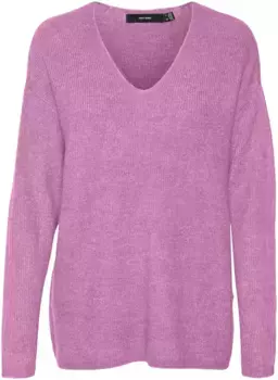 Свитер Vero Moda с V-образным вырезом "VMCREWLEFILE LS V-NECK BLOUSE NOOS", фуксия