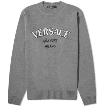 Свитер Versace Milano Embroidered Knit, цвет Medium Grey