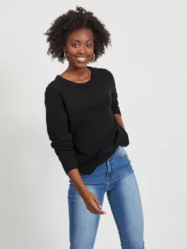 Свитер Vila Dnner Rundhals Strick VIRIL, черный