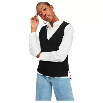 Свитер Vila Ril Sleeveless Knit Rib V Neck, черный