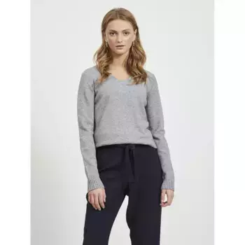 Свитер Vila Ril V Neck, серый