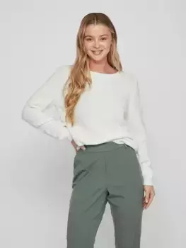 Свитер Vila с круглым вырезом "VILOU O-NECK L/S KNIT TOP - NOOS", белый