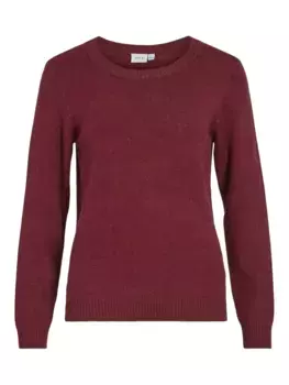 Свитер Vila с круглым вырезом "VIRIL O-NECK L/S KNIT TOP - NOOS", цвет Cabernet Detail:Dark Melange
