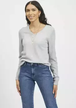 Свитер Vila с V-образным вырезом "VIRIL V-NECK", в крапинку, серый