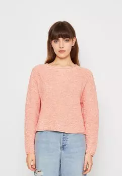 Свитер VILA Vikalia O Neck Crop, тигровая лилия/коралловое облако/белый алиссум